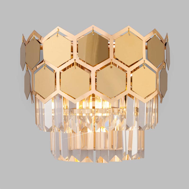 Бра Hanging Hexagon Moira Sconce gold Прозрачный (Transparent) Золотой в Омске | Loft Concept 