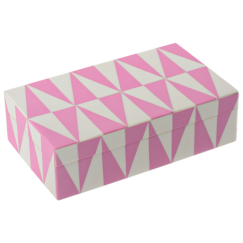 Шкатулка Pink Triangles Bone Inlay Box Розовый Белый в Омске | Loft Concept 