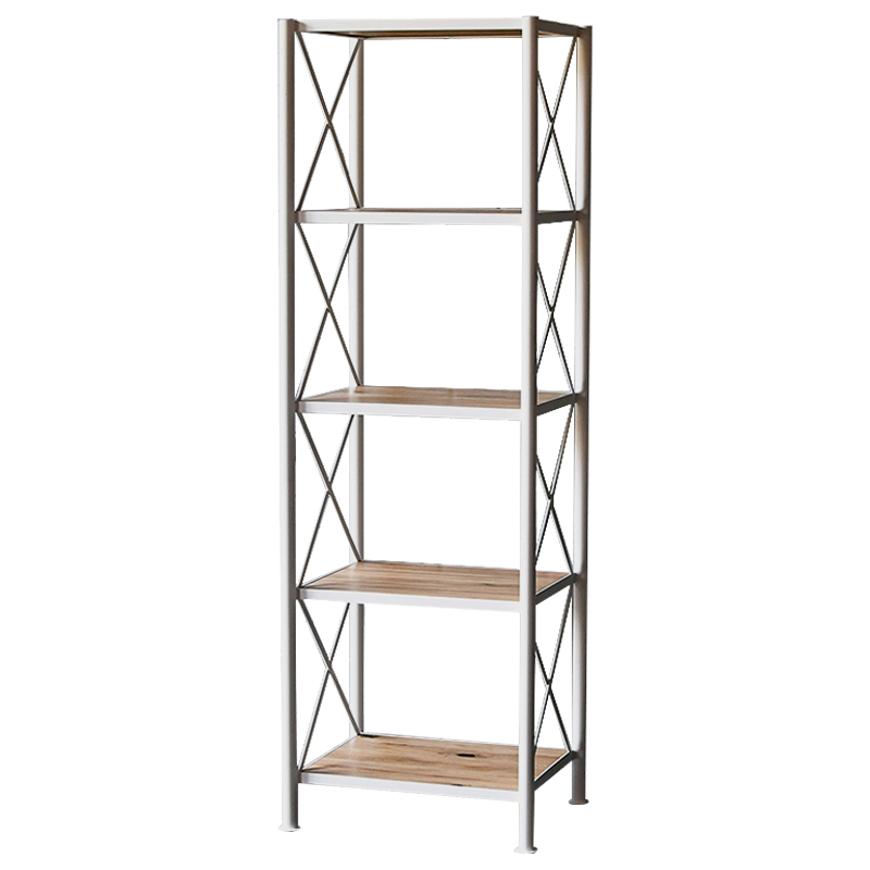 Стеллаж Pheobe White Industrial Metal Rust Rack Белый Древесина в Омске | Loft Concept 