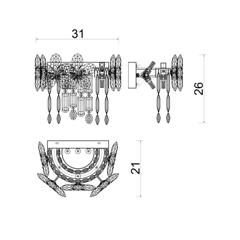 Бра с декоративными элементами в виде крупных хрустальных цветов Palace Gardens в Омске