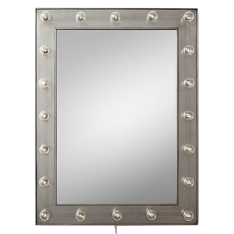 Зеркало с подсветкой Restoration Hardware ILLUMINATED Mirror Pewter Никель Сатин в Омске | Loft Concept 