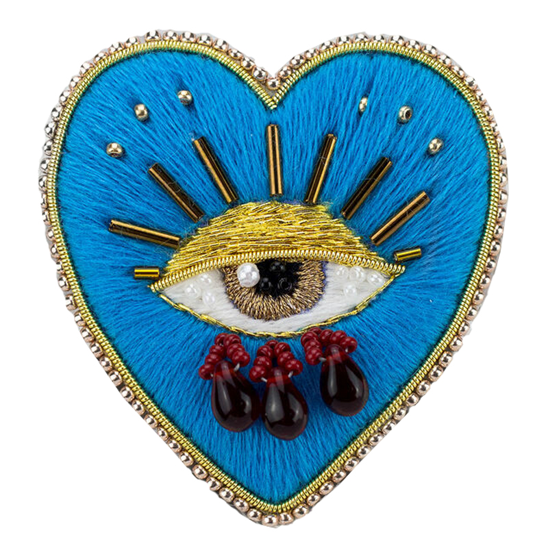 Авторская Брошь Синее Сердце Королевы Brooch Blue Heart Queen Синий в Омске | Loft Concept 