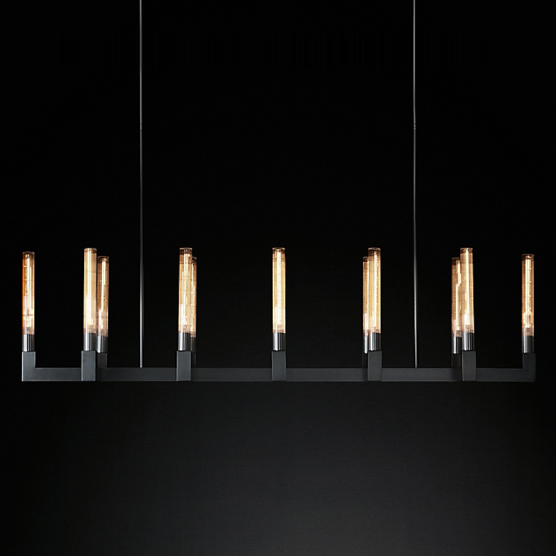 Люстра RH CANELLE Linear Chandelier 12 Modern Black Черный матовый в Омске | Loft Concept 