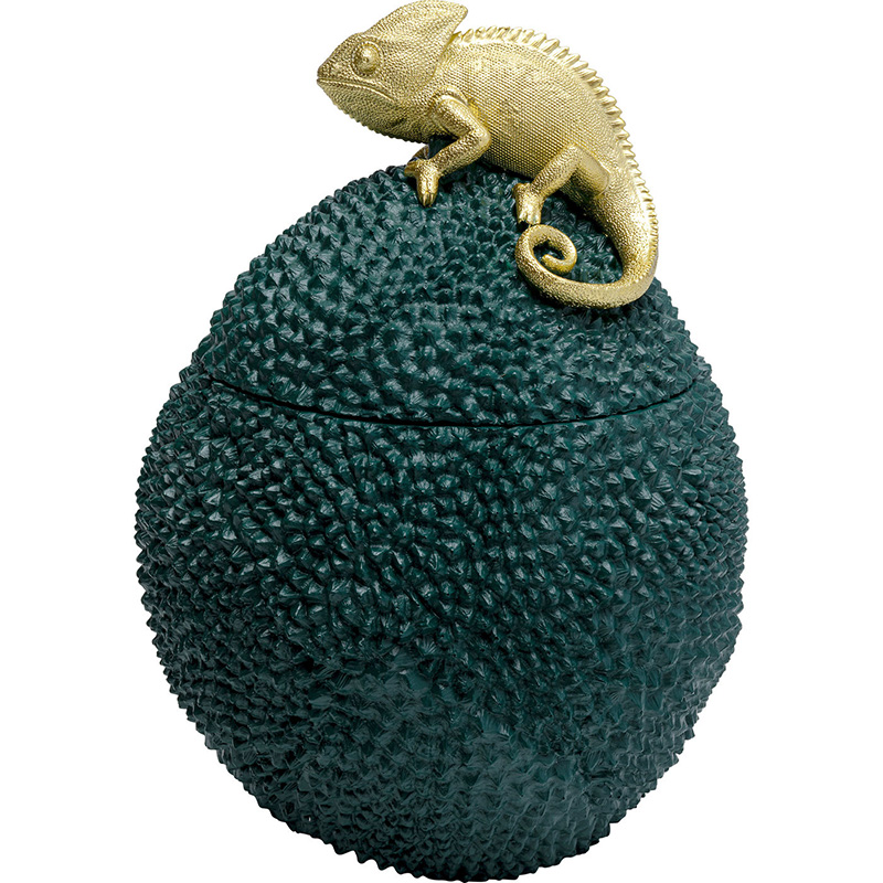 Шкатулка Lizard on tropical fruit Зеленый Золотой в Омске | Loft Concept 