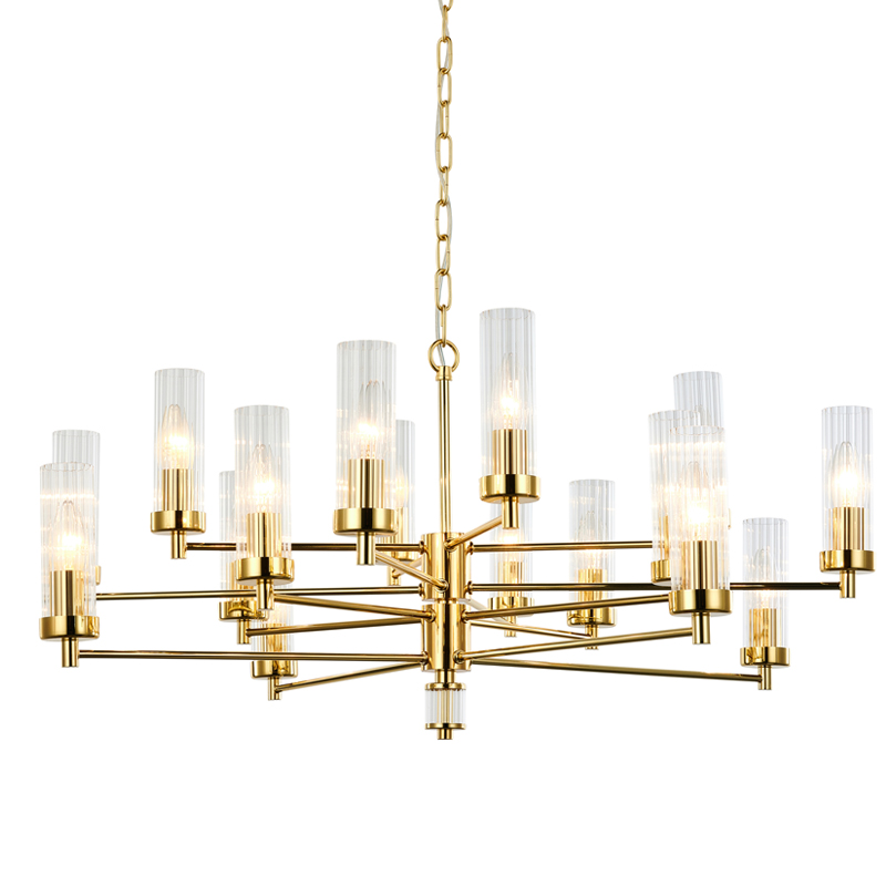 Люстра Jeanette Chandelier Gold 85 Глянцевое золото Прозрачный в Омске | Loft Concept 