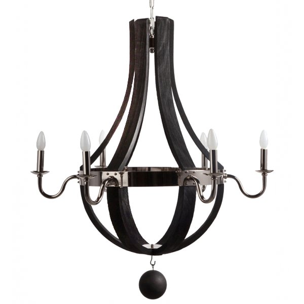 Люстра RH Wine Barrel chandelier Polished nickel Черный в Омске | Loft Concept 