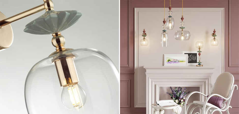 Бра Hadlee Gold с прозрачным плафоном - Loft-Concept в Омске