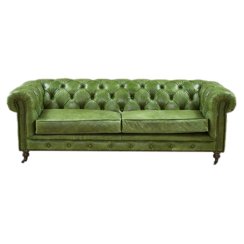 Диван Chesterfield leather Sofa green Зеленый в Омске | Loft Concept 