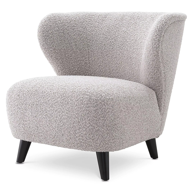 Кресло Eichholtz Chair Hydra Boucle Серый Черный Серый Черный в Омске | Loft Concept 