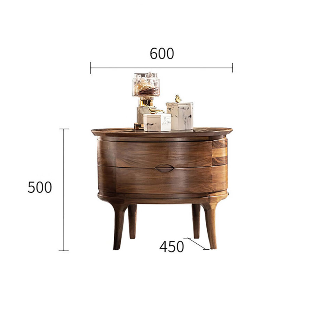 Прикроватный столик из дерева с 2-мя ящиками Moon Walnut Furniture Прикроватный столик из дерева с 2-мя ящиками Moon Walnut Furniture в Омске