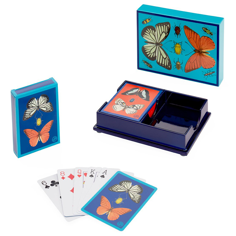 Игральные карты BOTANIST LACQUER CARD SET  Jonathan Adler Синий Голубой Мульти в Омске | Loft Concept 