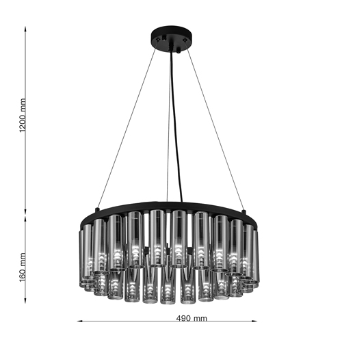 Люстра со стеклянными цилиндрическими плафонами Luminous Cylinders Smoky Round в Омске