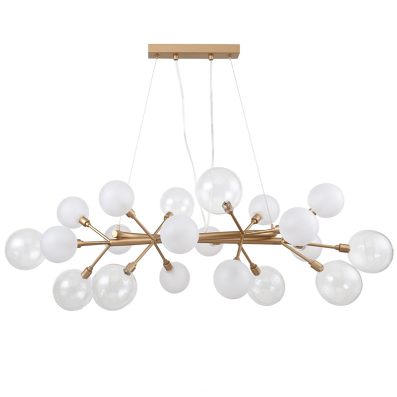 Люстра Berries Chandelier Rectangle White 100 матовое золото Прозрачный Прозрачный белый в Омске | Loft Concept 