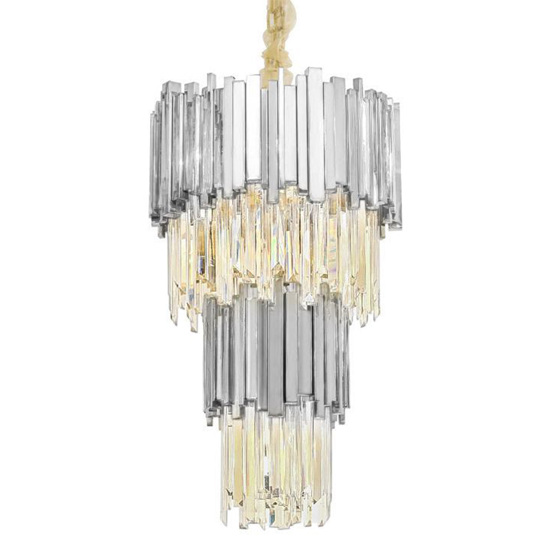 Люстра многоярусная Luxxu Modern Cascade Chandelier Silver Metal Glass 45 Серебряный Прозрачное Стекло в Омске | Loft Concept 