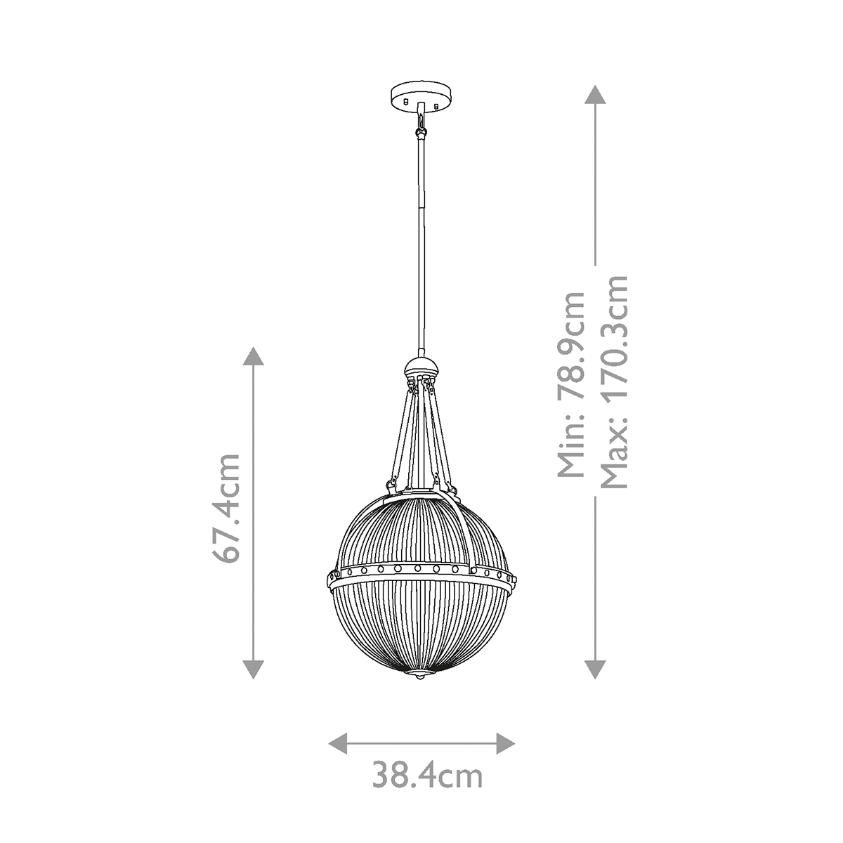 Подвесной светильник с рифленым стеклянным плафоном в форме шара Kichler в Омске
