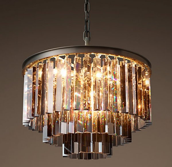 Люстра RH 1920s Odeon Smoke Glass Fringe Chandelier - 3 rings Черный в Омске | Loft Concept 