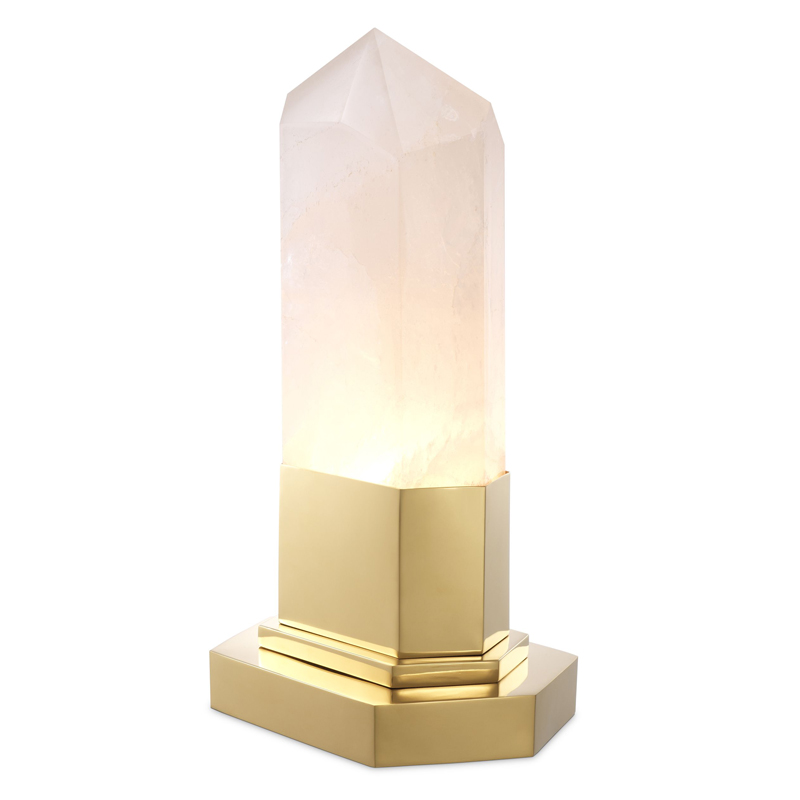 Настольная лампа Eichholtz Table Lamp Rock Crystal Золотой Молочный в Омске | Loft Concept 