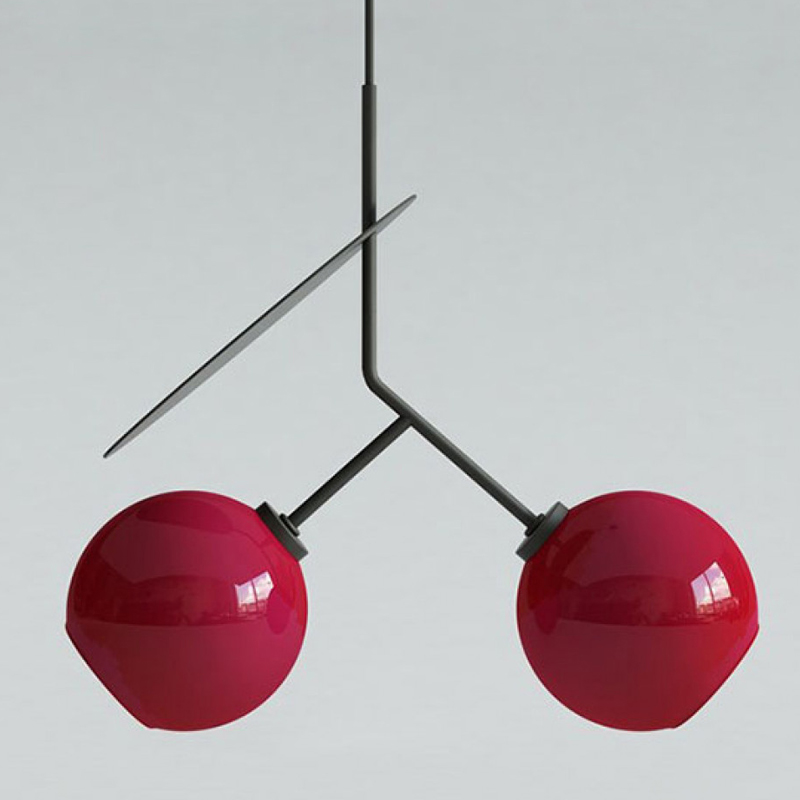 Подвесной светильник Cherry Pendant Double Red Красный Черный в Омске | Loft Concept 