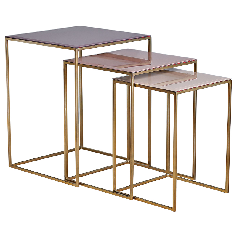 Комплект столиков Corbin Side Tables Золотой Розовый пастельный Дымчатая Роза Комплект столиков Corbin Side Tables Золотой Розовый пастельный Дымчатая Роза в Омске | Loft Concept