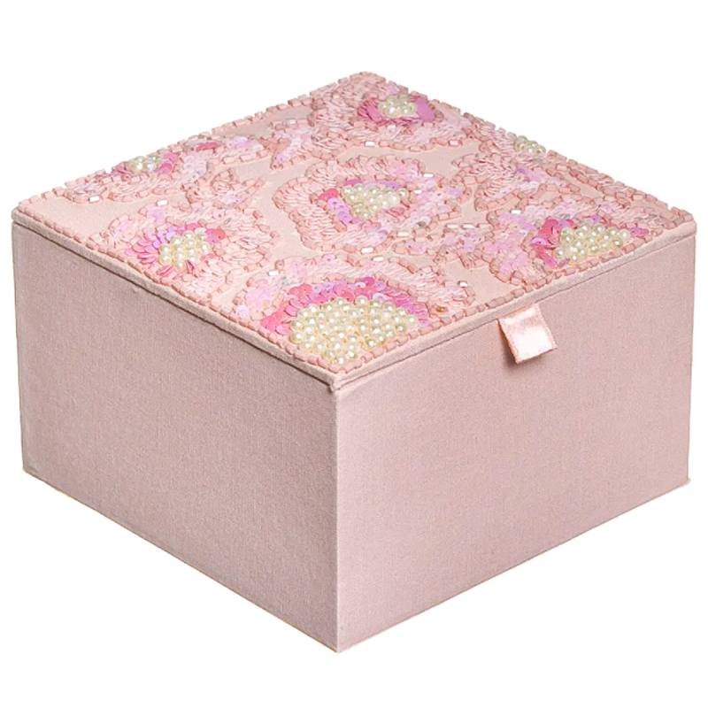 Шкатулка с вышивкой из бисера Fleur Beads Embroidery Box Розовый в Омске | Loft Concept 