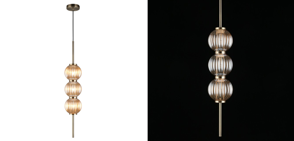 Подвесной светильник Shell Beads с янтарным стеклом - Loft-Concept в Омске