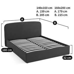 Двуспальная кровать с подъемным механизмом Mathise Bed Deep Blue в Омске