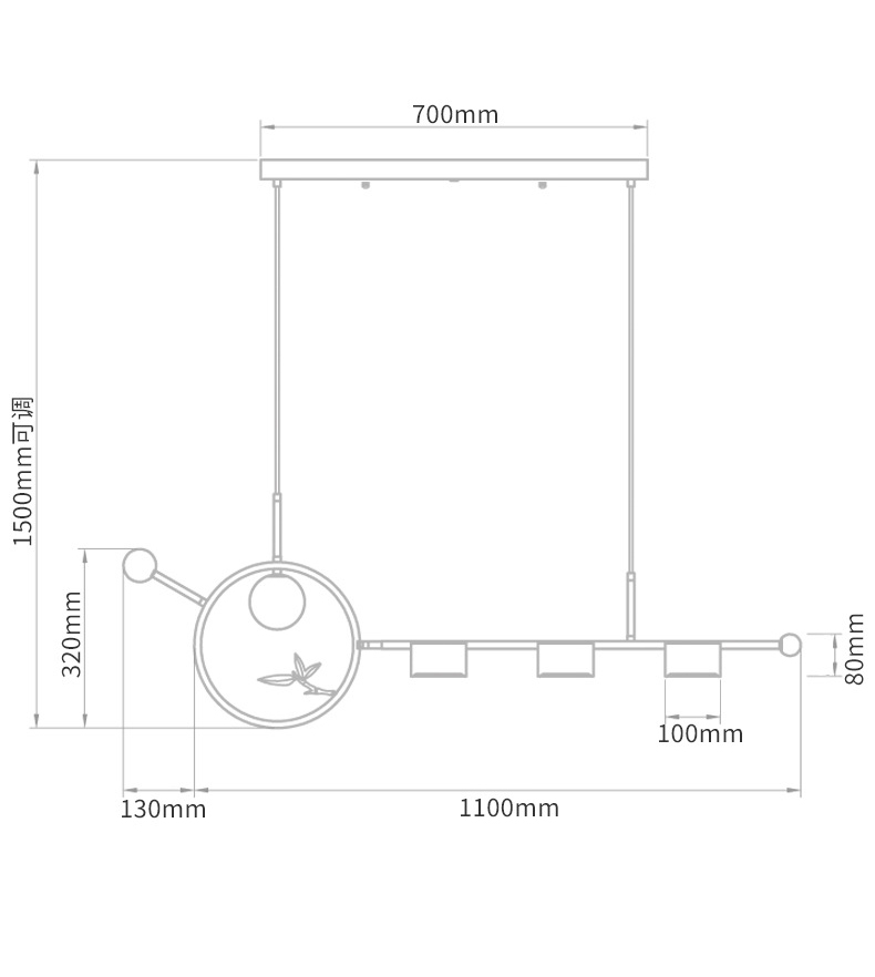 Линейный светильник Metal Wood Ring Leaf Linear Light в Омске