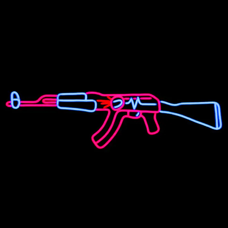 Неоновая настенная лампа Machine Gun Neon Wall Lamp Прозрачный Розовый Голубой в Омске | Loft Concept 