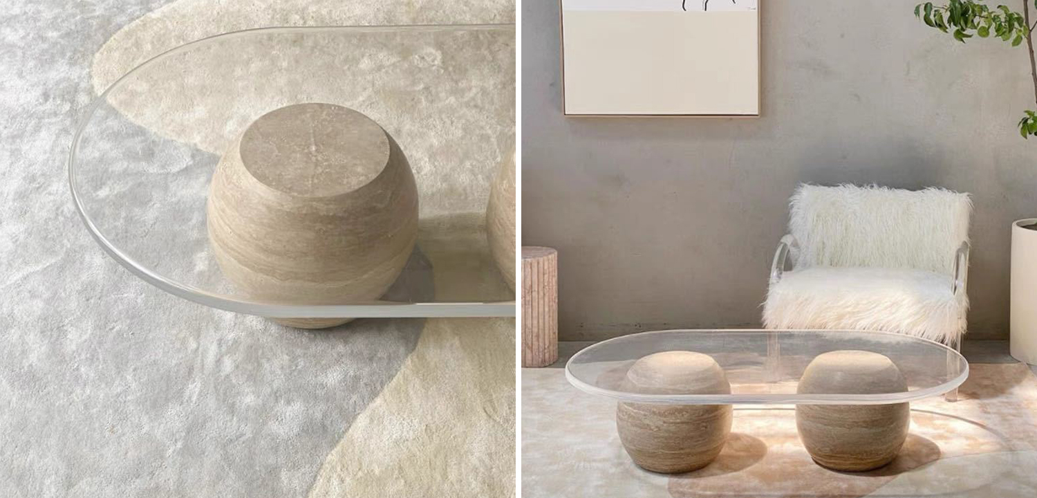 Кофейный стол Euan Travertine Coffee Table - фото