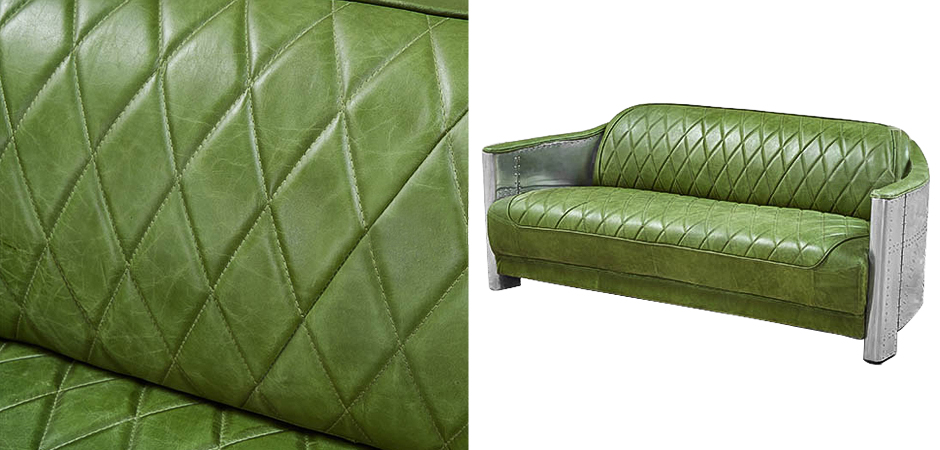 Диван Авиатор Sofa 2 seat зеленая кожа - Loft-Concept в Омске