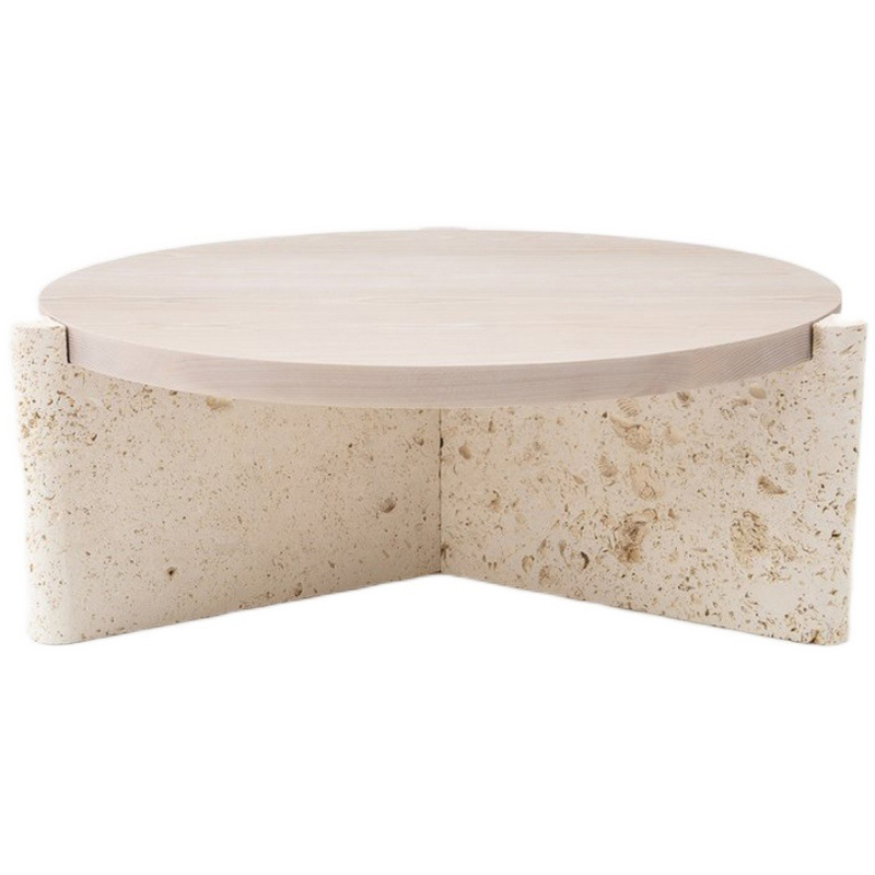 Кофейный стол Isla Travertine Coffee Table Бежевый в Омске | Loft Concept 