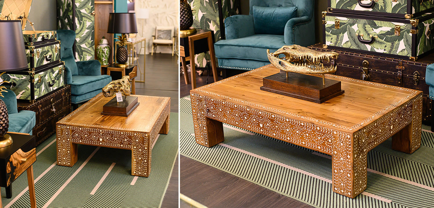 Кофейный стол Wooden Bone Inlay Coffee Table - фото