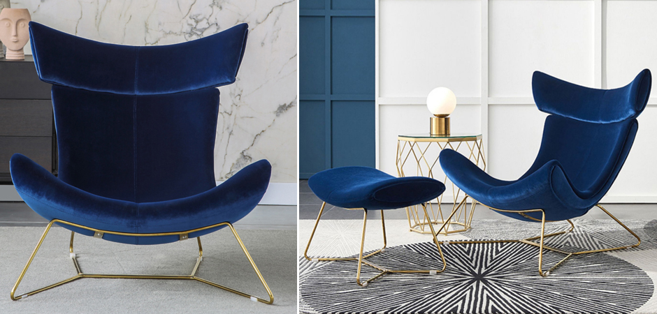 Кресло Имола Лаунж велюр с оттоманкой - Loft-Concept в Омске