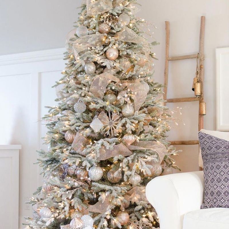 Дизайнерская Ель с Нежно-Розовым Декором Премиум Christmas Tree Pink and Silver Розовый пастельный Серебряный в Омске | Loft Concept 