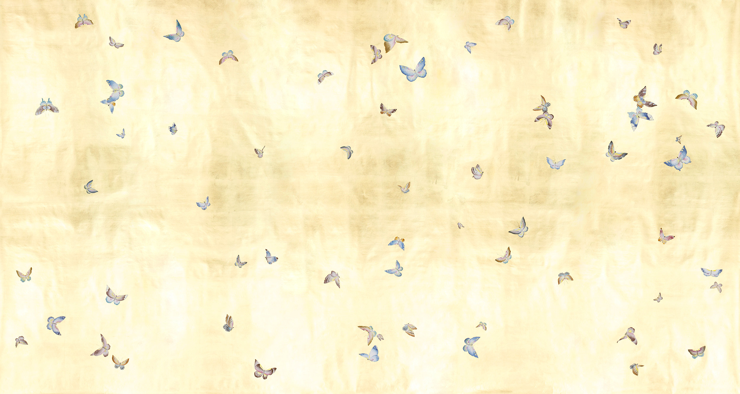 Обои ручная роспись Butterflies Special Colourway on Deep Rich Gold gilded paper Обои ручная роспись Butterflies Special Colourway on Deep Rich Gold gilded paper - постер Loft-Concept в Омске