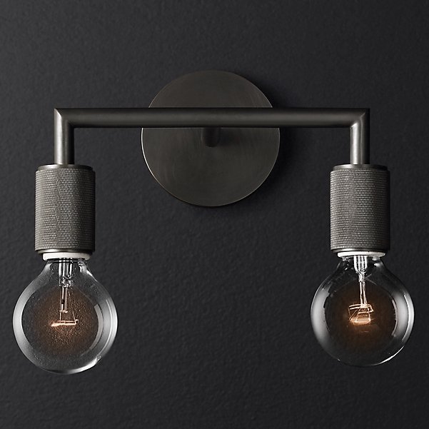 Бра RH Utilitaire Double Sconce Black Темная бронза в Омске | Loft Concept 