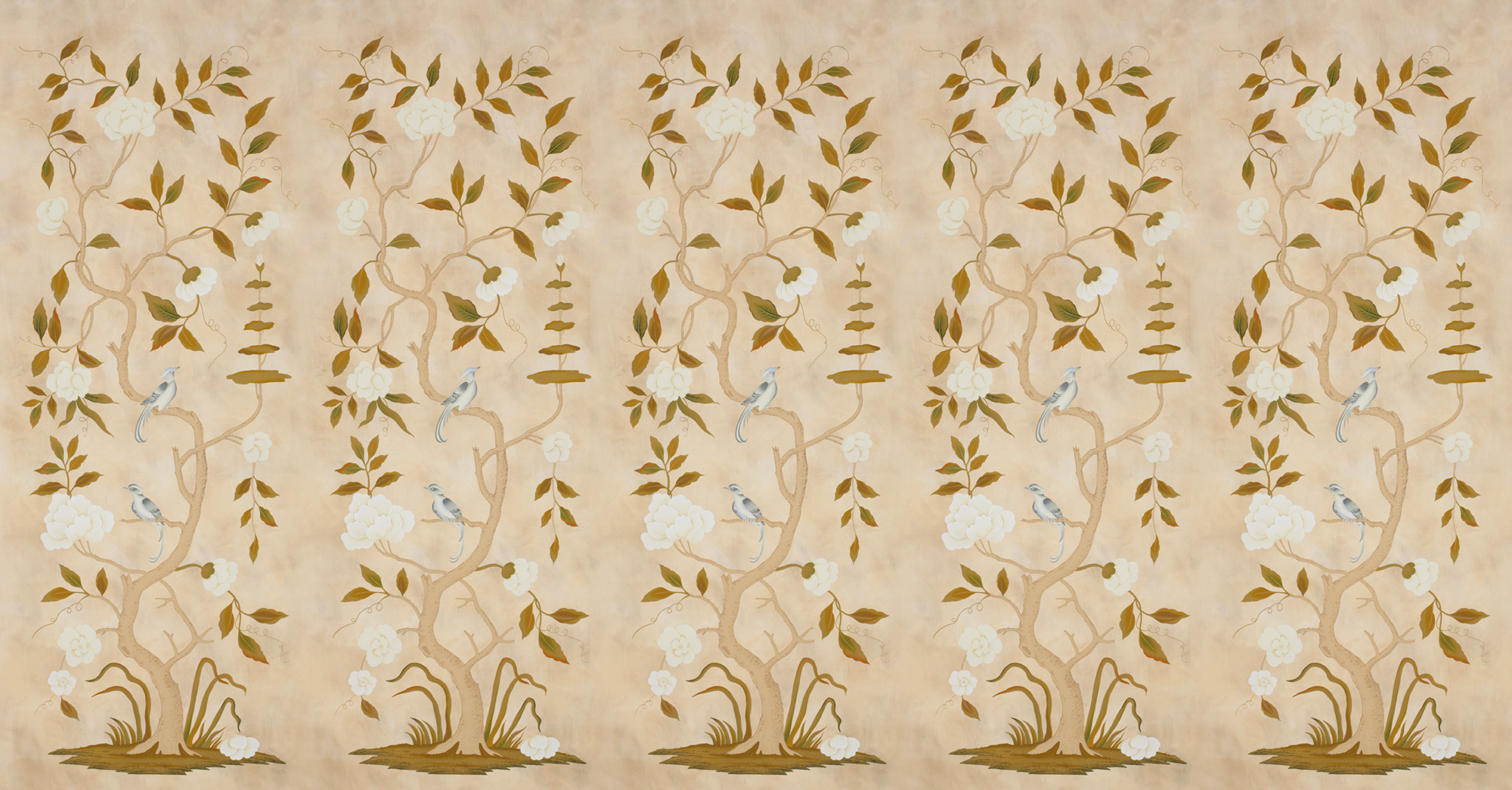 Обои ручная роспись Gustavian Tree of Life Special Colourway on Edo custom white painted silk Обои ручная роспись Gustavian Tree of Life Special Colourway on Edo custom white painted silk - постер Loft-Concept в Омске
