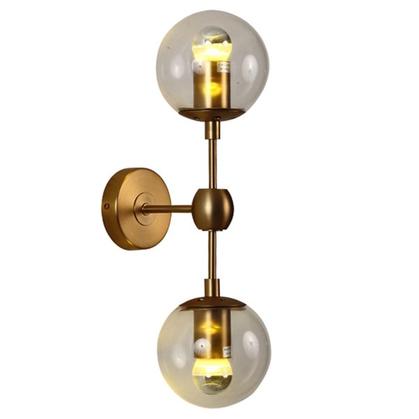 Бра Modo Sconce 2 Globes Gold Золотой Янтарь (Amber) Прозрачное Стекло в Омске | Loft Concept 