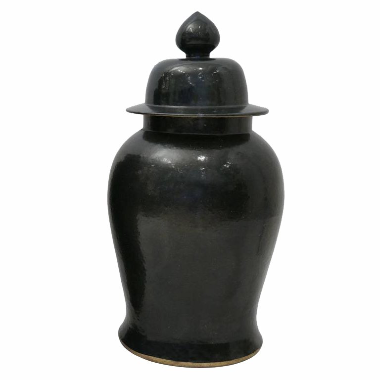 Ваза Black Ceramic Chinese Jars with Lids Черный в Омске | Loft Concept 