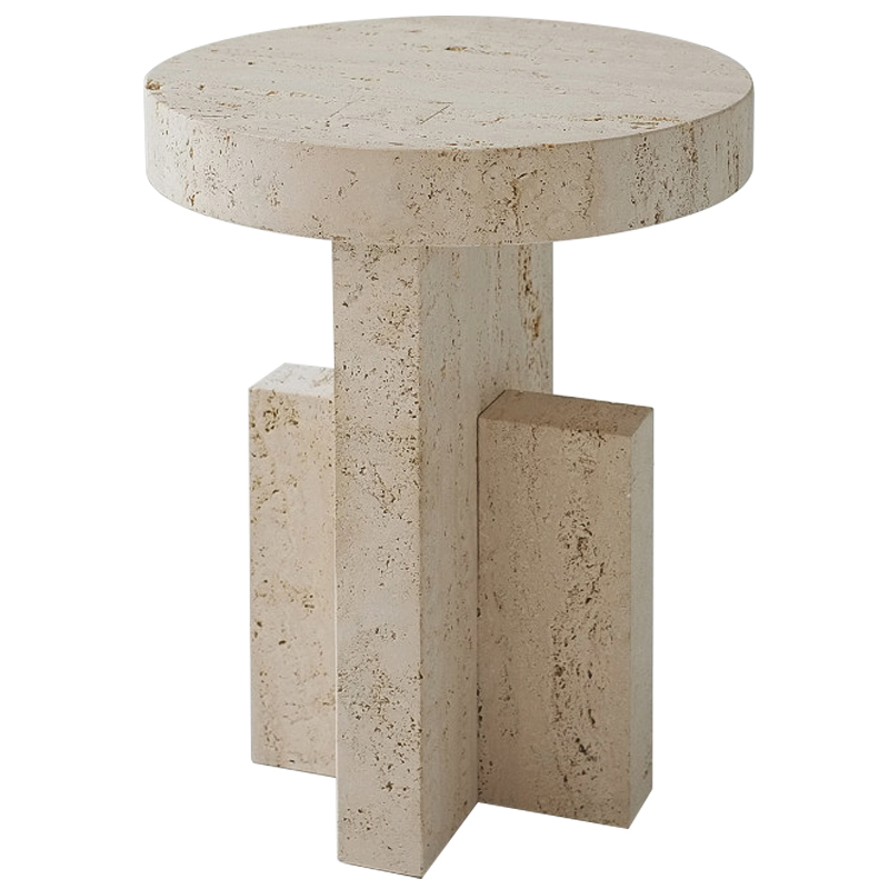 Приставной стол Clarence Travertine Side Table Бежевый в Омске | Loft Concept 