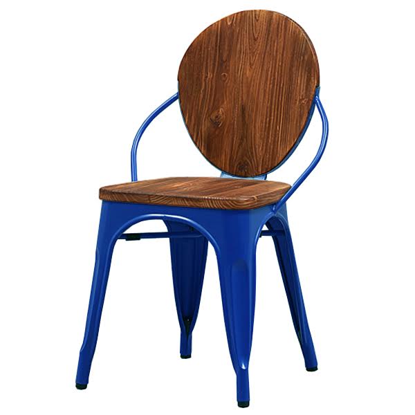 Стул Tolix chair Wooden Blue Дуб темный Синий в Омске | Loft Concept 