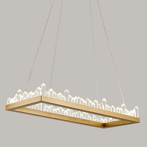 Люстра Crystal Rock Rectangle Chandelier Латунь Прозрачное Стекло в Омске | Loft Concept 