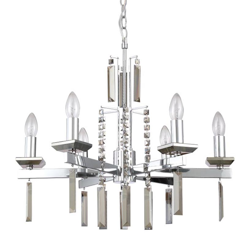 Люстра Vivien Crystal Chrome Chandelier 6 Хром Серый в Омске | Loft Concept 