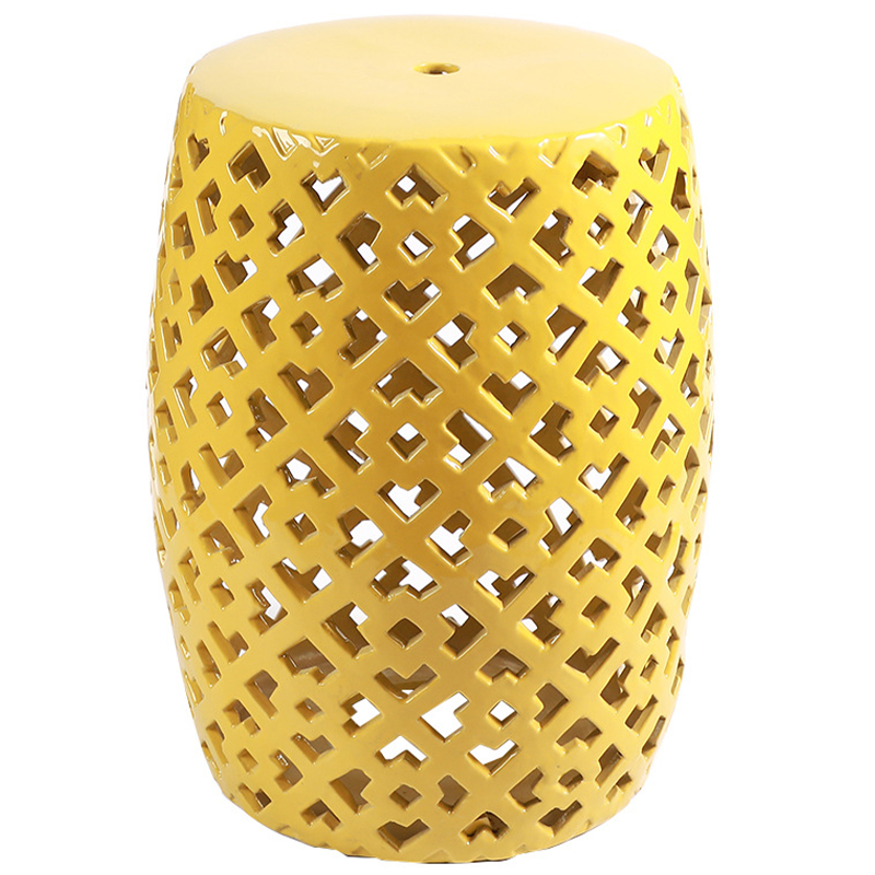 Керамический табурет Yellow Ornament Ceramic Stool Желтый в Омске | Loft Concept 