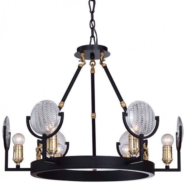 Люстра RH Gaslight Lens Chandelier 6 Черный в Омске | Loft Concept 