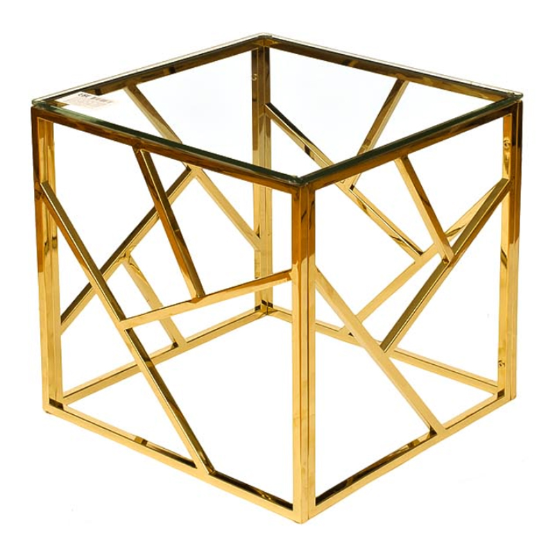 Приставной стол Serene Furnishing Gold Clear Glass Top Side Table Золотой Прозрачное Стекло в Омске | Loft Concept 