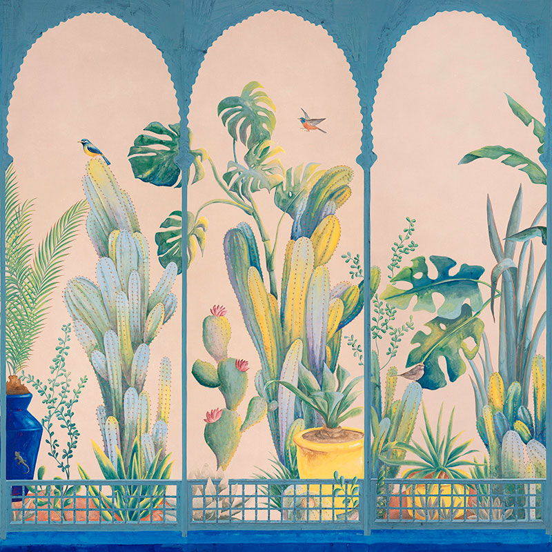 Обои ручная роспись Jardin Marrakech Majorelle on painted Xuan paper  в Омске | Loft Concept 