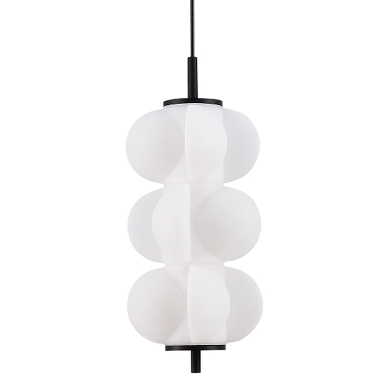 Светодиодный подвесной светильник геометрической формы с белым воздушным плафоном Glowing Cloud Белый Черный в Омске | Loft Concept 