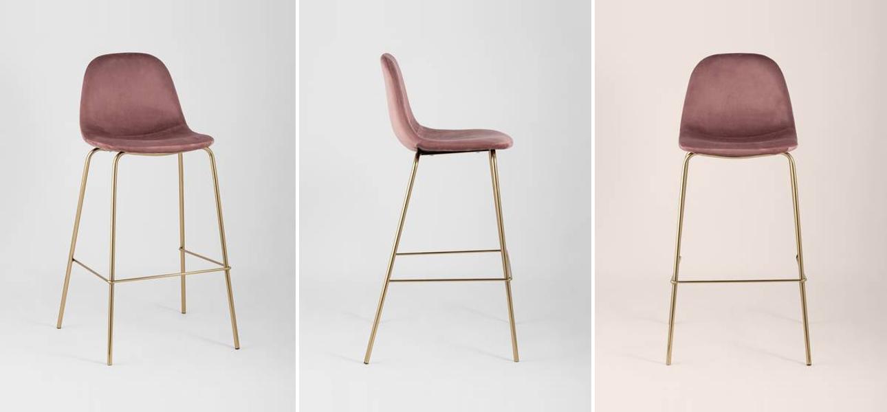 Барный Стул Archie Chair Пыльно-Розовый Велюр - фото