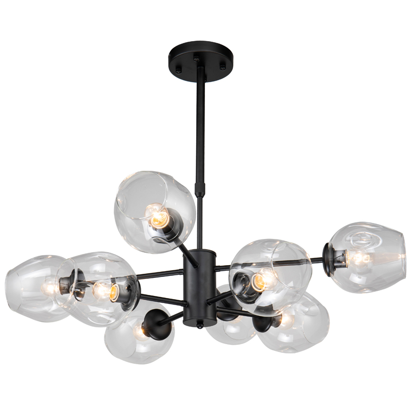 Люстра Branching Bubble Chandelier black 8 Черный Прозрачный в Омске | Loft Concept 